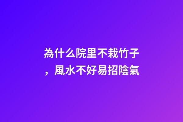 為什么院里不栽竹子，風水不好易招陰氣