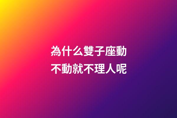 為什么雙子座動不動就不理人呢-第1張-星座運勢-玄機派