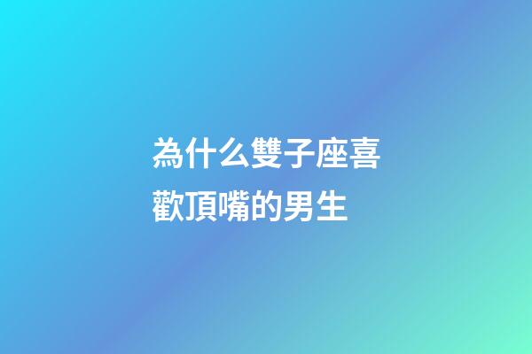 為什么雙子座喜歡頂嘴的男生-第1張-星座運勢-玄機派