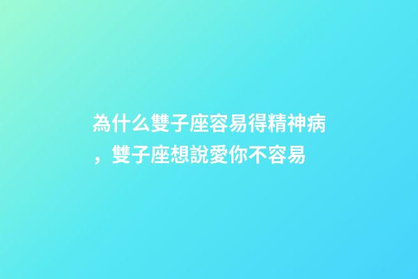 為什么雙子座容易得精神病，雙子座想說愛你不容易-第1張-觀點(diǎn)-玄機(jī)派