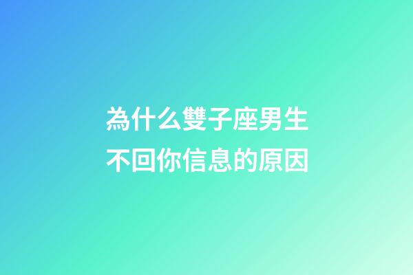 為什么雙子座男生不回你信息的原因-第1張-星座運勢-玄機派