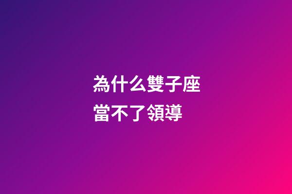 為什么雙子座當不了領導-第1張-星座運勢-玄機派