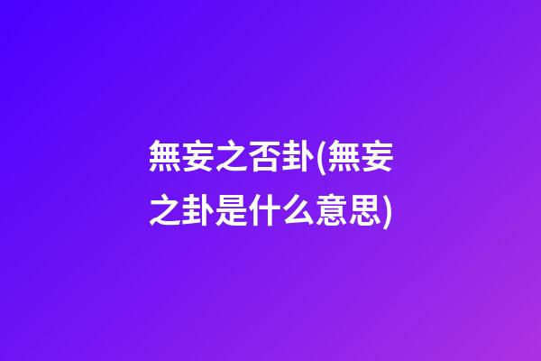 無妄之否卦(無妄之卦是什么意思)