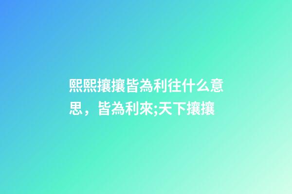 熙熙攘攘皆為利往什么意思，皆為利來;天下攘攘-第1張-觀點-玄機派