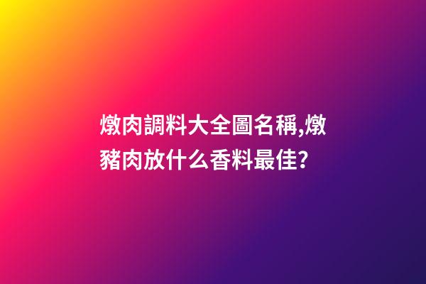 燉肉調料大全圖名稱,燉豬肉放什么香料最佳？