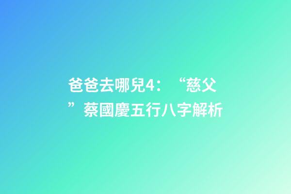 爸爸去哪兒4：“慈父”蔡國慶五行八字解析