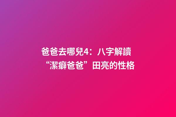 爸爸去哪兒4：八字解讀“潔癖爸爸”田亮的性格