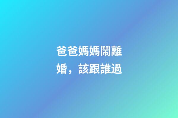 爸爸媽媽鬧離婚，該跟誰過
