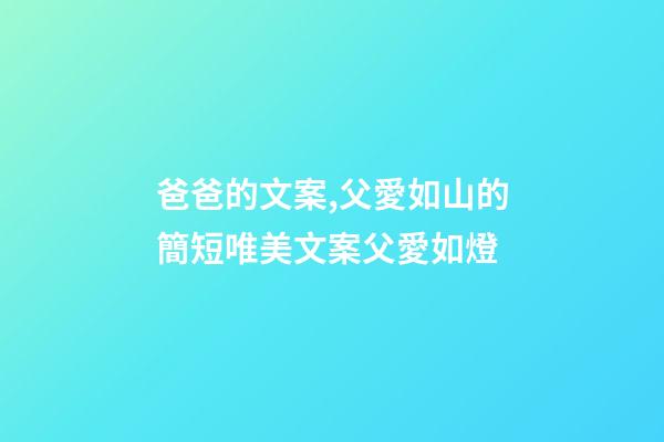 爸爸的文案,父愛如山的簡短唯美文案父愛如燈-第1張-觀點-玄機派
