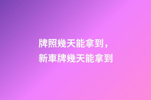 牌照幾天能拿到，新車牌幾天能拿到