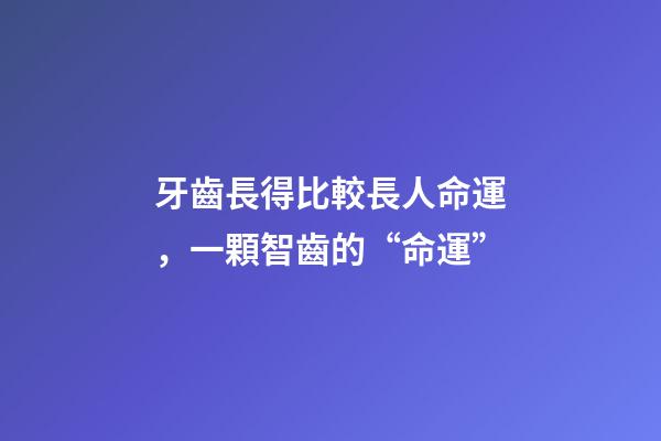牙齒長得比較長人命運，一顆智齒的“命運”-第1張-觀點-玄機派