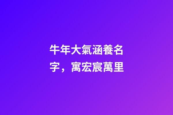 牛年大氣涵養名字，寓宏宸萬里