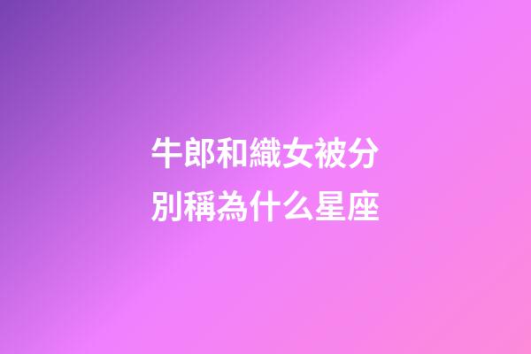 牛郎和織女被分別稱為什么星座