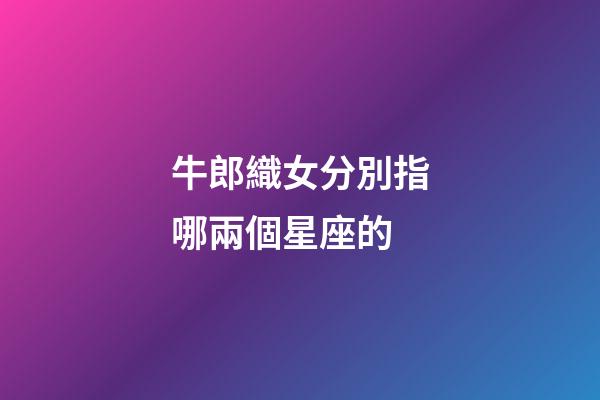 牛郎織女分別指哪兩個星座的