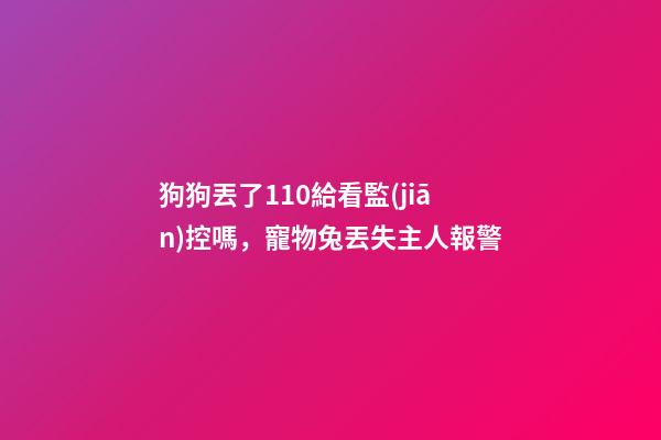 狗狗丟了110給看監(jiān)控嗎，寵物兔丟失主人報警-第1張-觀點-玄機派