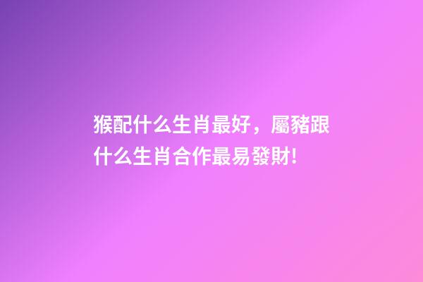 猴配什么生肖最好，屬豬跟什么生肖合作最易發財!-第1張-觀點-玄機派