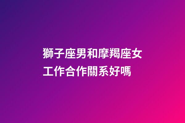 獅子座男和摩羯座女工作合作關系好嗎-第1張-星座運勢-玄機派
