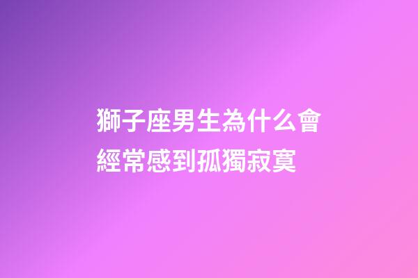 獅子座男生為什么會經常感到孤獨寂寞-第1張-星座運勢-玄機派