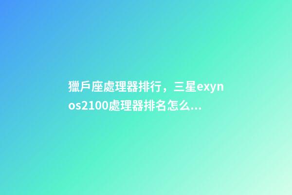 獵戶座處理器排行，三星exynos2100處理器排名怎么樣-第1張-觀點-玄機派