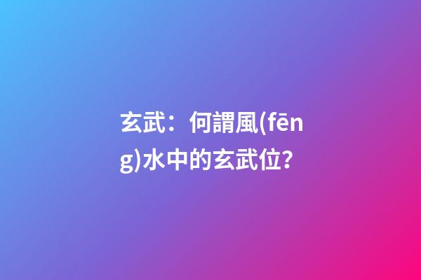 玄武：何謂風(fēng)水中的玄武位？