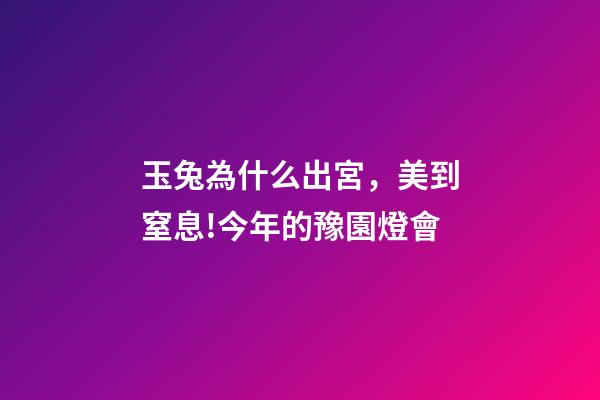 玉兔為什么出宮，美到窒息!今年的豫園燈會-第1張-觀點-玄機派