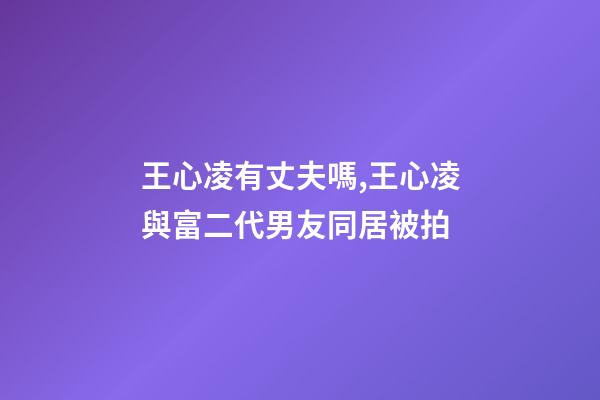 王心凌有丈夫嗎,王心凌與富二代男友同居被拍-第1張-觀點-玄機派