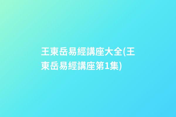 王東岳易經講座大全(王東岳易經講座第1集)