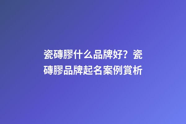 瓷磚膠什么品牌好？瓷磚膠品牌起名案例賞析-第1張-商標(biāo)起名-玄機(jī)派