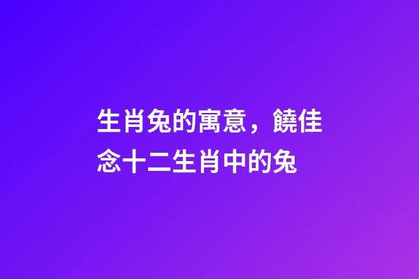 生肖兔的寓意，饒佳念十二生肖中的兔-第1張-觀點-玄機派