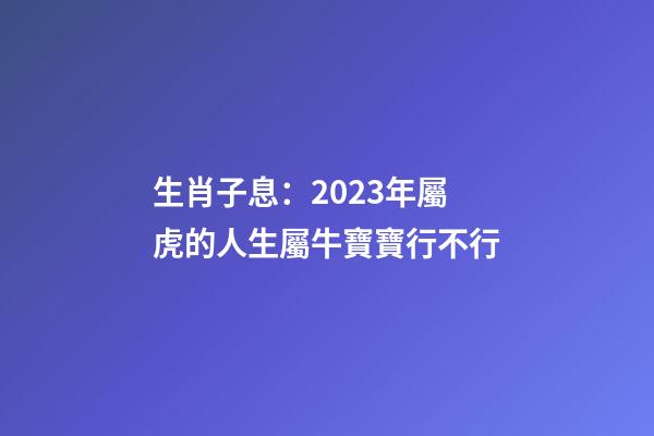 生肖子息：2023年屬虎的人生屬牛寶寶行不行