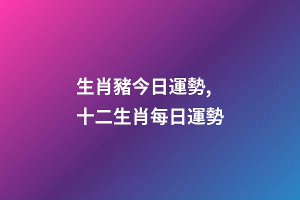 生肖豬今日運勢,十二生肖每日運勢-第1張-觀點-玄機派