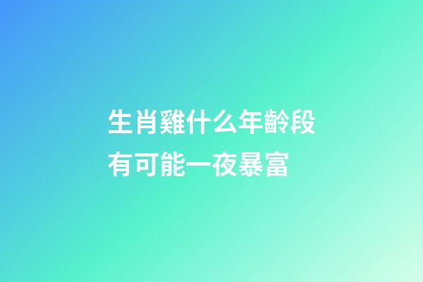 生肖雞什么年齡段有可能一夜暴富