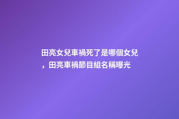 田亮女兒車禍死了是哪個女兒，田亮車禍節目組名稱曝光-第1張-觀點-玄機派
