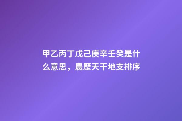 甲乙丙丁戊己庚辛壬癸是什么意思，農歷天干地支排序-第1張-觀點-玄機派