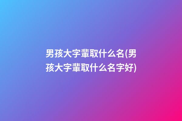 男孩大字輩取什么名(男孩大字輩取什么名字好)