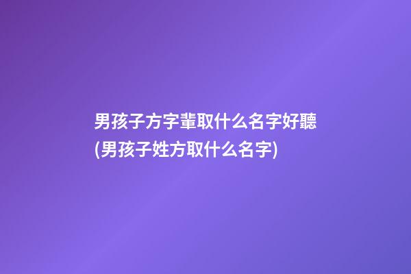 男孩子方字輩取什么名字好聽(男孩子姓方取什么名字)