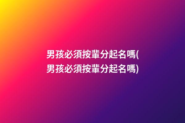 男孩必須按輩分起名嗎(男孩必須按輩分起名嗎)