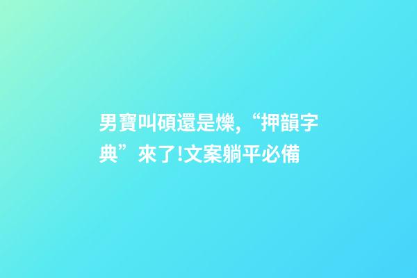 男寶叫碩還是爍,“押韻字典”來了!文案躺平必備-第1張-觀點-玄機派