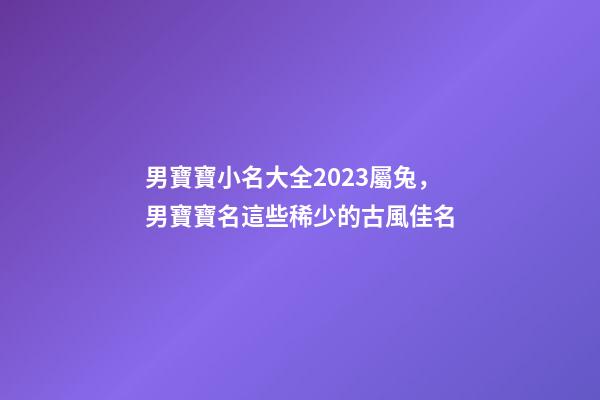 男寶寶小名大全2023屬兔，男寶寶名這些稀少的古風佳名-第1張-觀點-玄機派
