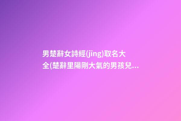 男楚辭女詩經(jīng)取名大全(楚辭里陽剛大氣的男孩兒名字)