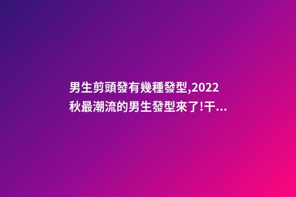 男生剪頭發有幾種發型,2022秋最潮流的男生發型來了!干凈利落-第1張-觀點-玄機派
