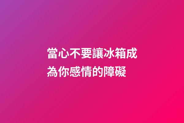 當心不要讓冰箱成為你感情的障礙