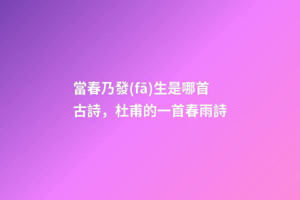 當春乃發(fā)生是哪首古詩，杜甫的一首春雨詩-第1張-觀點-玄機派
