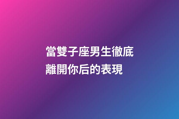 當雙子座男生徹底離開你后的表現-第1張-星座運勢-玄機派