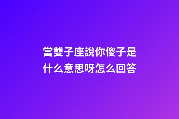 當雙子座說你傻子是什么意思呀怎么回答-第1張-星座運勢-玄機派