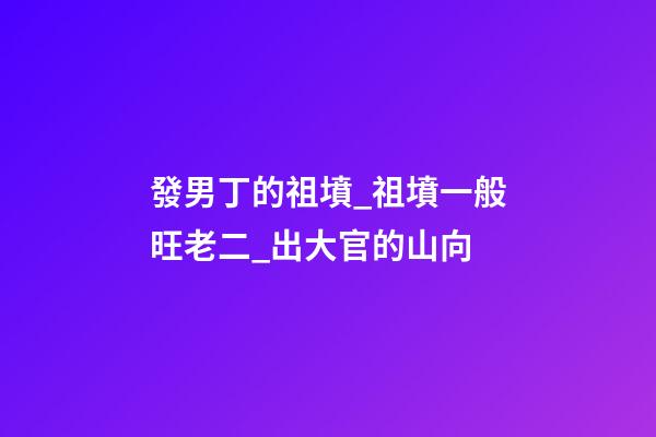 發男丁的祖墳_祖墳一般旺老二_出大官的山向