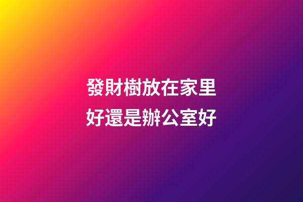 發財樹放在家里好還是辦公室好