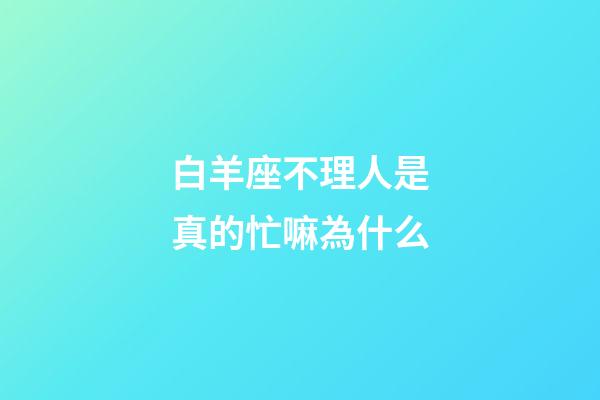 白羊座不理人是真的忙嘛為什么-第1張-星座運勢-玄機派