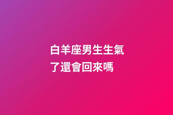白羊座男生生氣了還會回來嗎-第1張-星座運勢-玄機派
