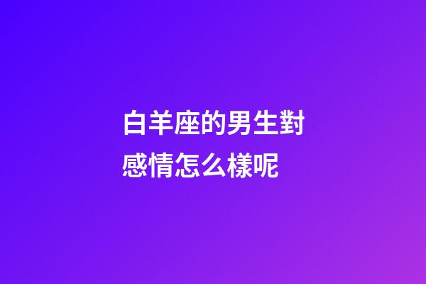 白羊座的男生對感情怎么樣呢-第1張-星座運勢-玄機派
